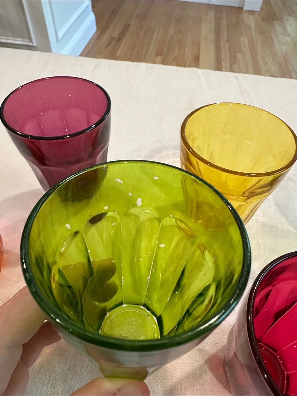 Set of 6 Vintage Multi Jewel Tone Color Pasabahce Palaks Glasses Cups Glass
